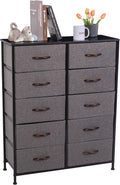 10 Drawer Vertical Dresser with Steel Frame and Fabric Bins U143