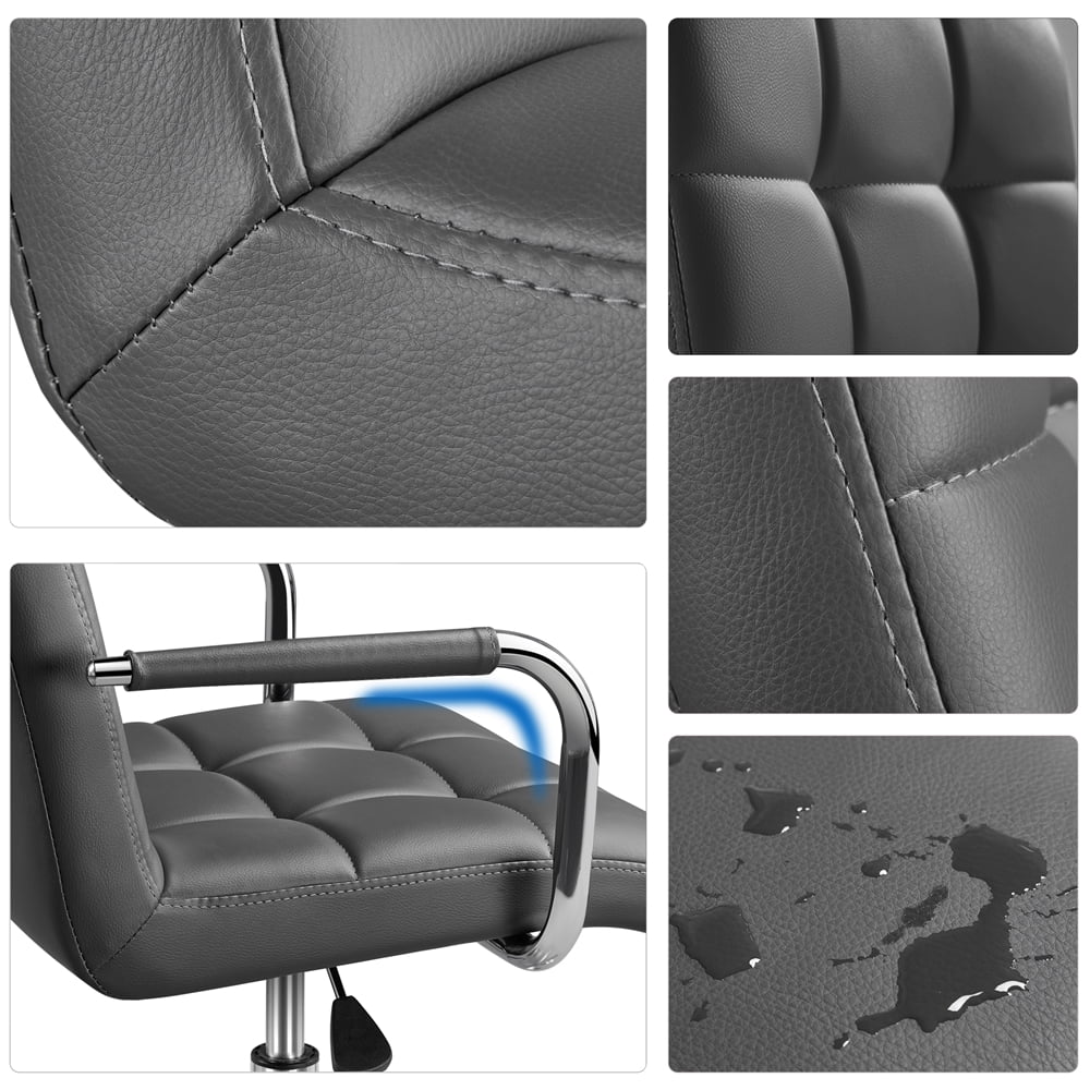 Gray PU Leather Swivel Office Chair with Armrests R45447