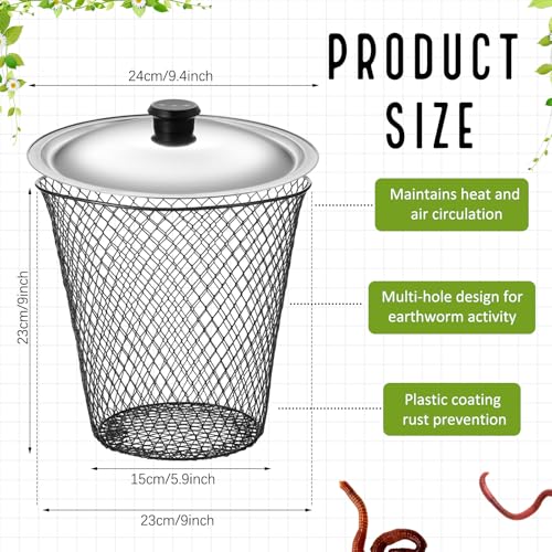 4 Pcs Worm Composter with Lids 9.1 x 9.1 x 5.9 Inch Worm Compost Bin W244