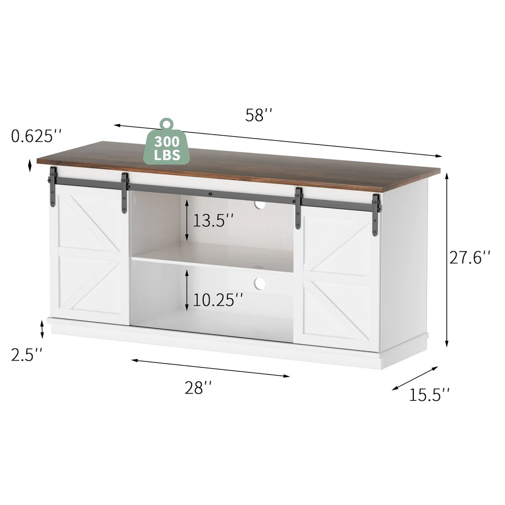 White Sliding Barn Door TV Stand B421061