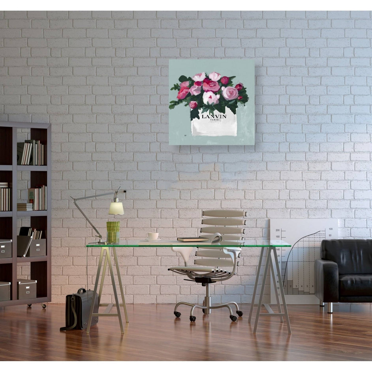 Pink and Mint Bouquet Canvas Art, 36W x 36H N74258