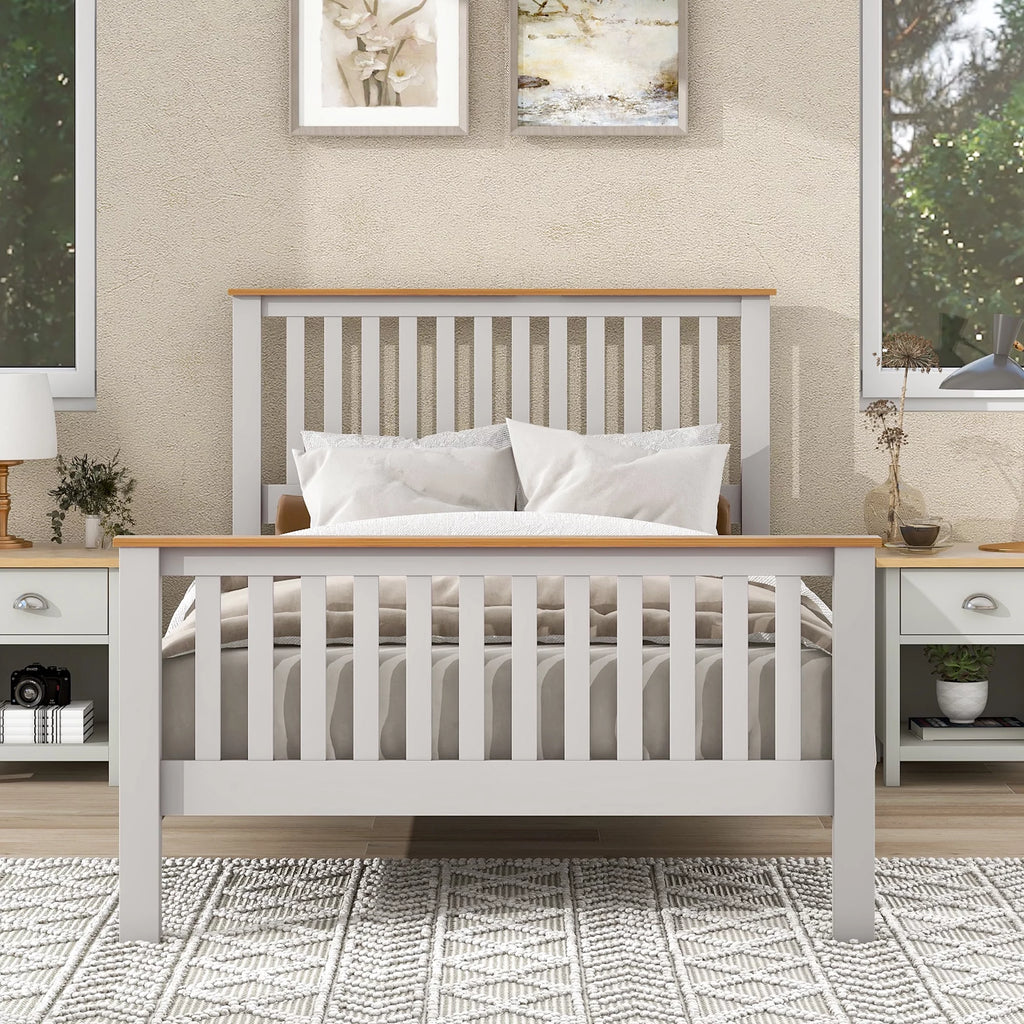 Full Size Solid Wood Platform Bed with Headboard C942510
