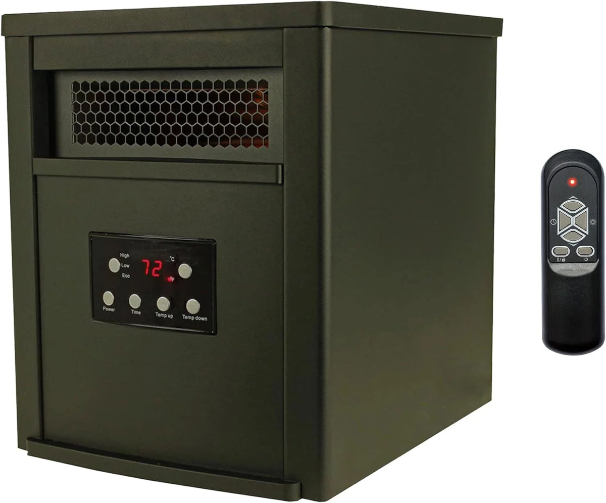 1500W Portable Electric Infrared Quartz Space Heater with Remote Control Black 2 Pack K4588