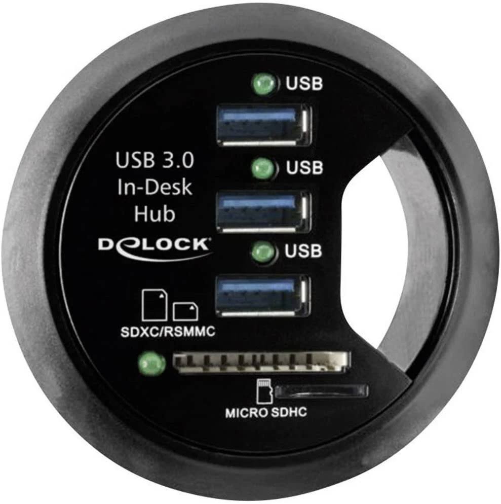 In-Desk Hub 3 Port USB 3.0 SD Card Reader Q656666