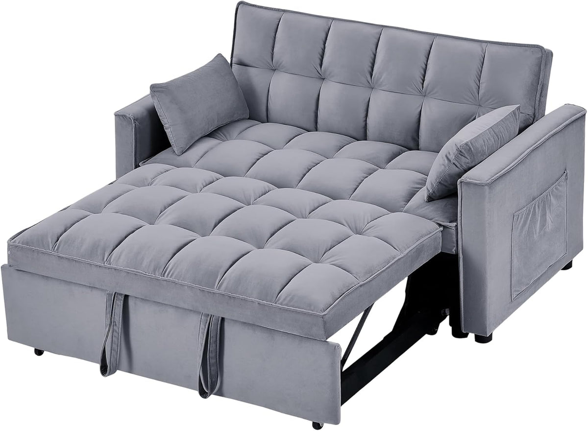 Tufted Velvet Convertible Sleeper Sofa Bed with Pullout Bed Y801