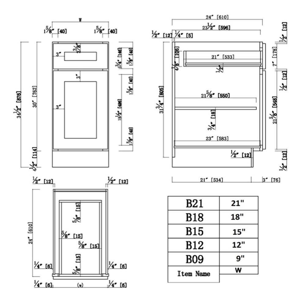 White Shaker Kitchen Base Cabinet D341