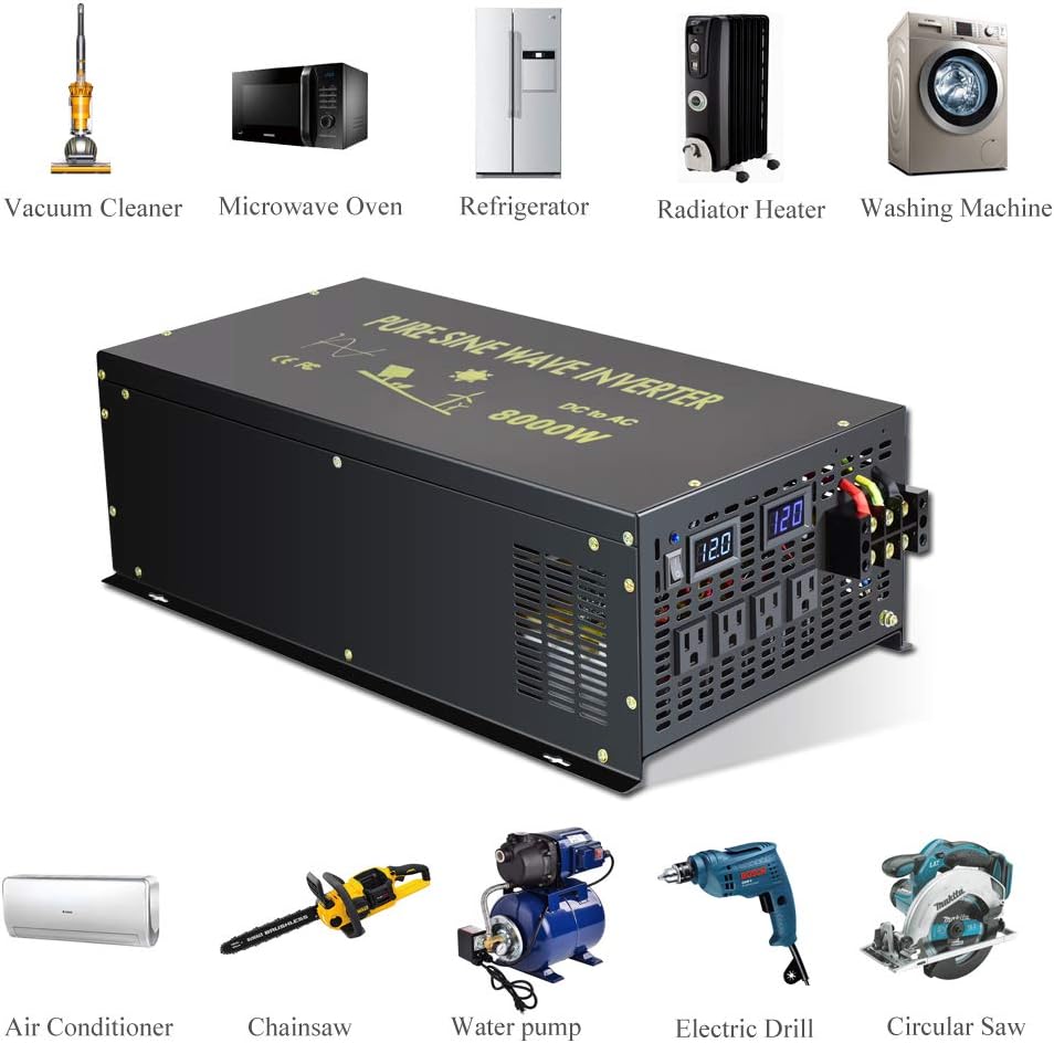 8000 Watt Pure Sine Wave Inverter 12V DC to 120V AC X75972
