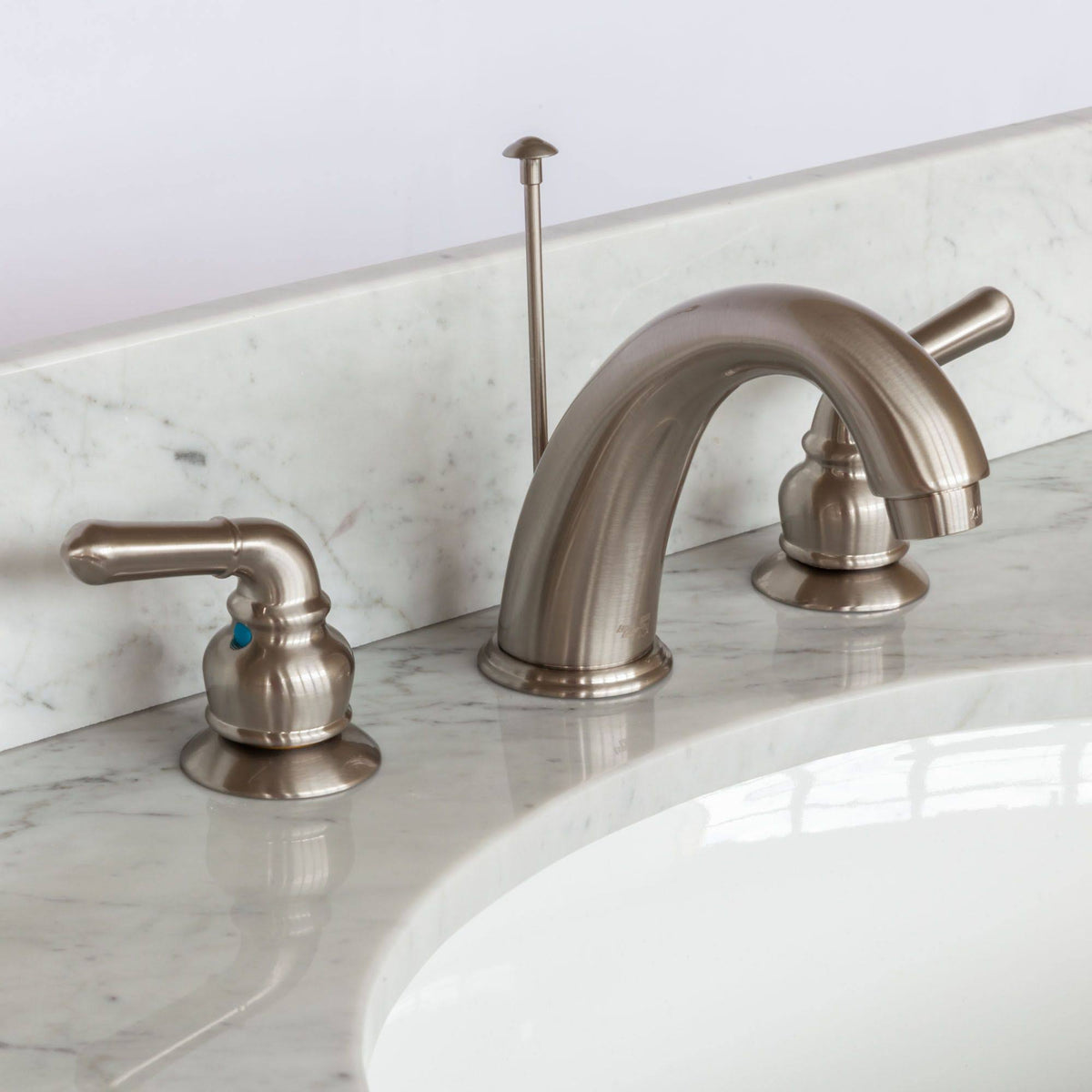 Brown Bathroom Vanity 30 inch White Marble Top Y48875