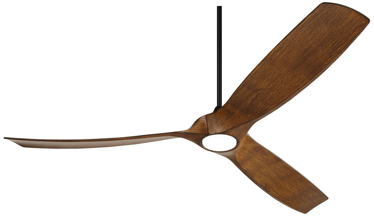 70" Black Koa Damp Rated Indoor Outdoor Ceiling Fan with Dimmable LED Light Remote D83639