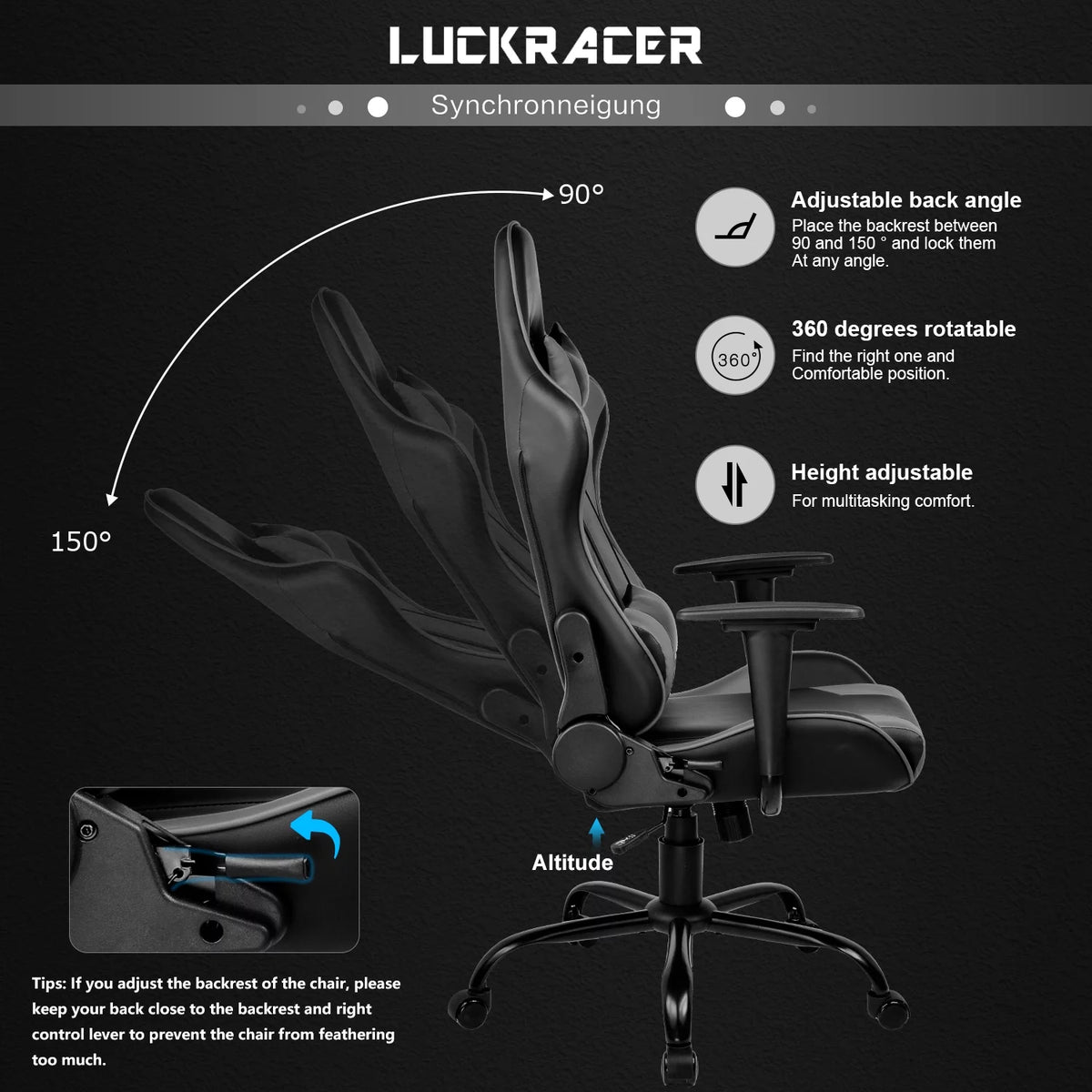 Gray Massage Gaming Chair E70734
