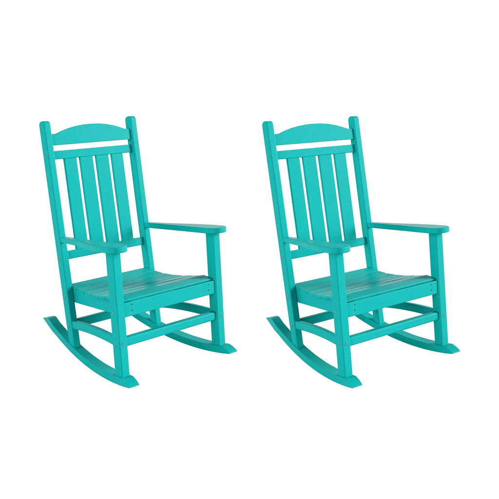 Plastic Outdoor Rocking Chairs Set of 2, Turquoise N420733