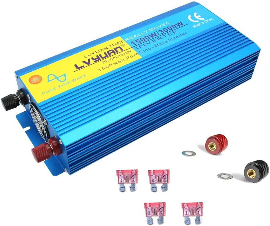1500W Pure Sine Wave Power Inverter 12V DC to 110V AC with 3 AC Outlets O788791