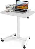 White Adjustable Rolling Laptop Desk Cart L432113