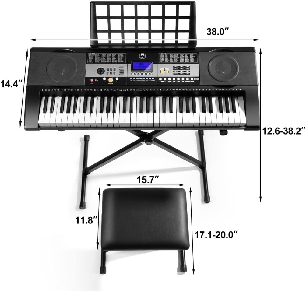 61 Key Portable Electronic Keyboard Piano with Stand and Stool F80320