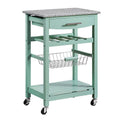 Green Kitchen Cart with Granite Top W98570