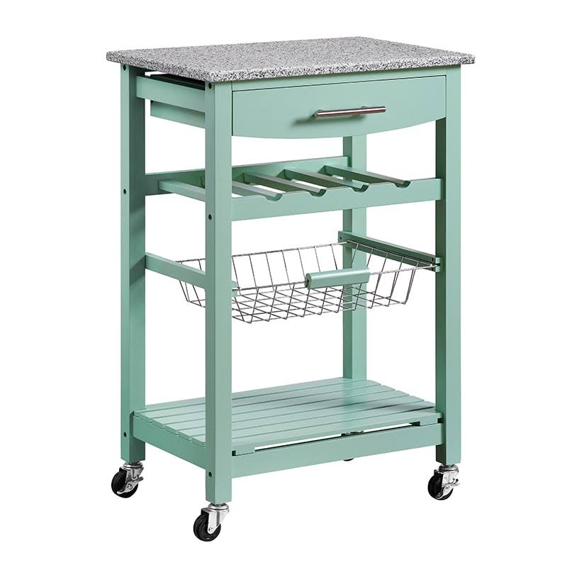Green Kitchen Cart with Granite Top W98570