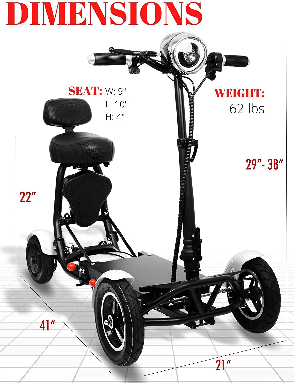 Foldable Lightweight Battery Power Four-Wheel Mobility Scooter E4684