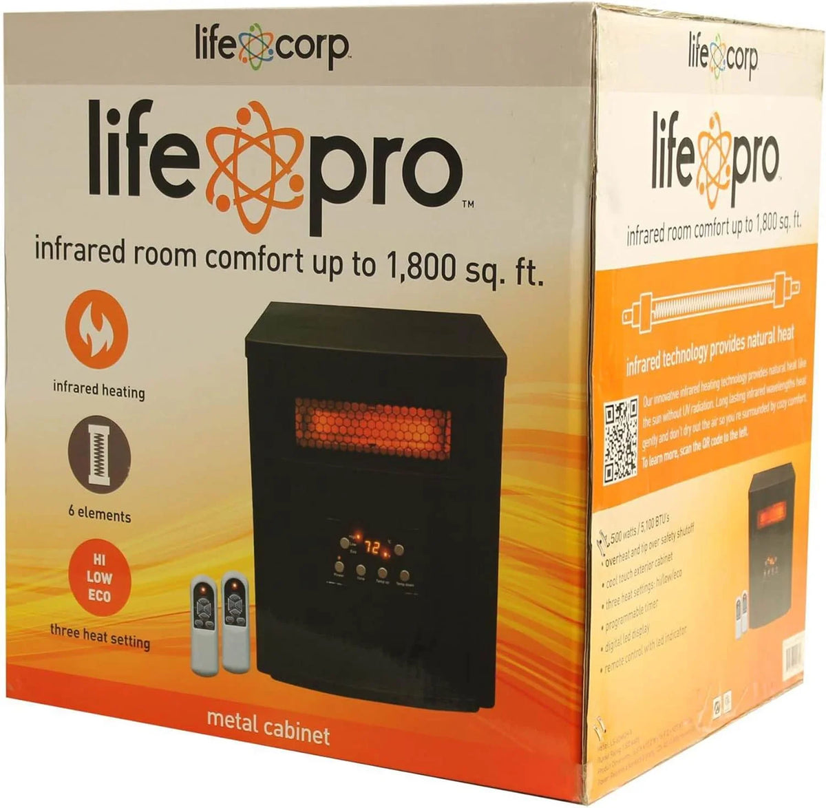 1500W Portable Electric Infrared Quartz Space Heater with Remote Control Black 2 Pack K4588