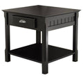 Black Wood End Table with Drawer and Shelf L1159