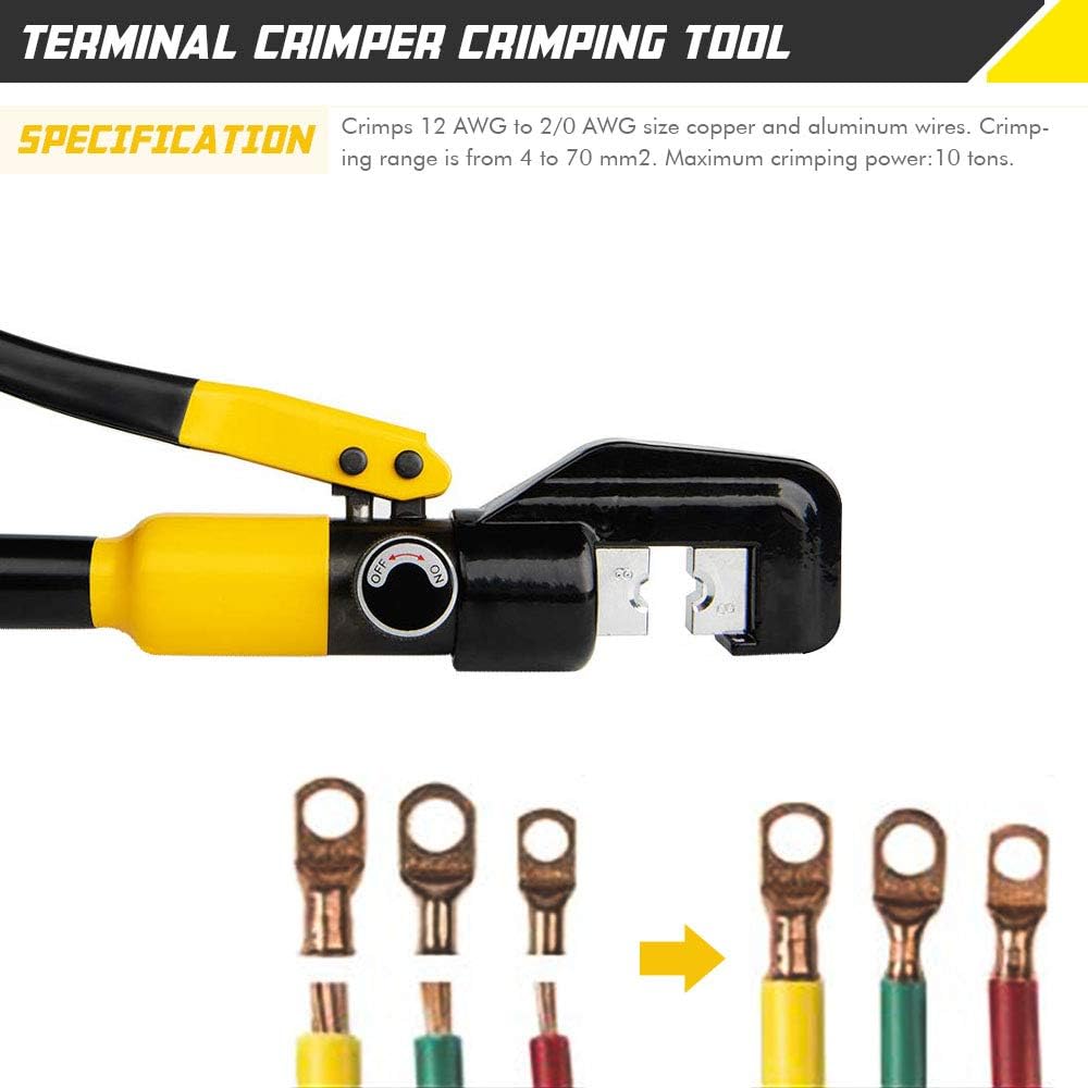 10 Ton Hydraulic Hand Crimper Tool Set with 9 Pairs of Dies V7155