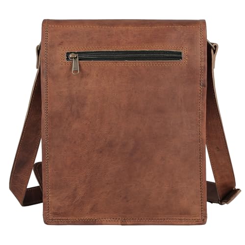 Brown 11 inches Leather Crossbody Bag P27837