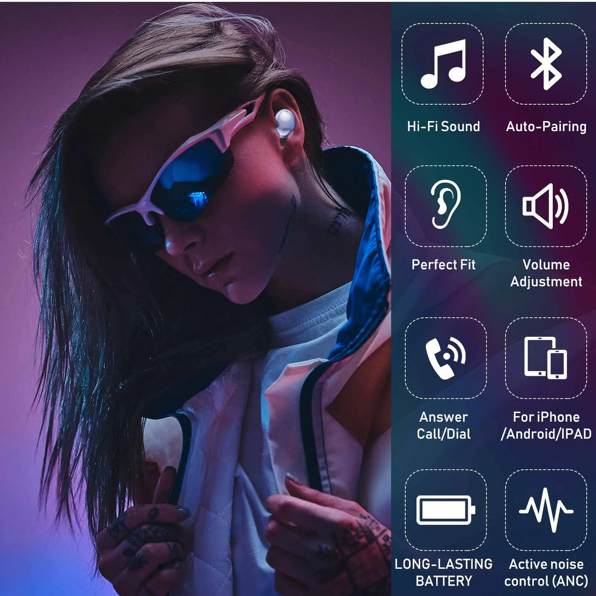 Amethyst Purple True Wireless Bluetooth Earbuds with Charging Case Z290