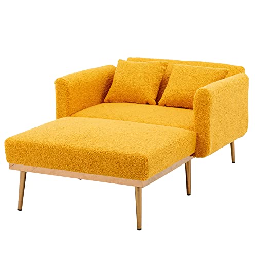 Velvet Pink Tufted Upholstered Accent Chair with Ottoman I59801