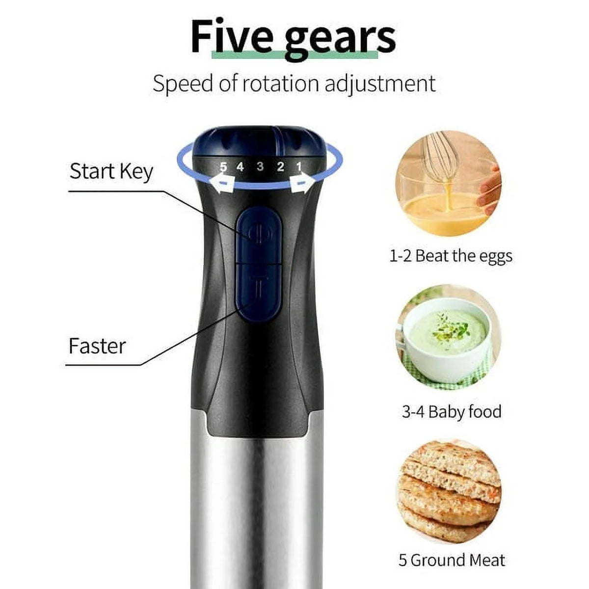 1000W 4-in-1 5-Speed Immersion Hand Blender K6356