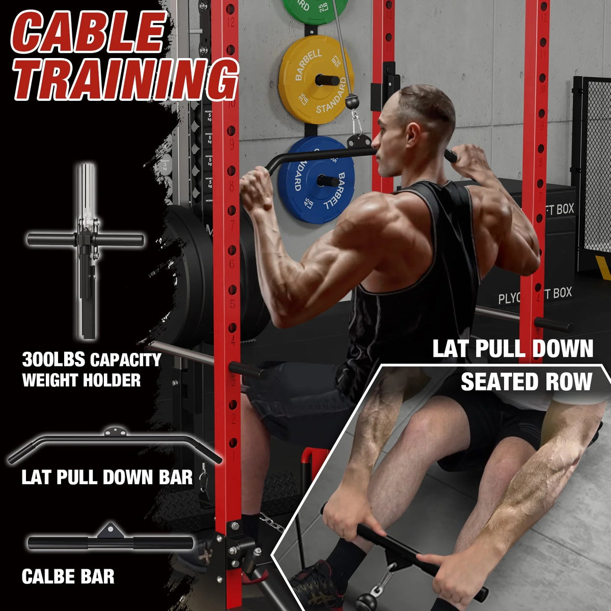 1200LBS Capacity Power Rack with LAT Pulldown System A4865