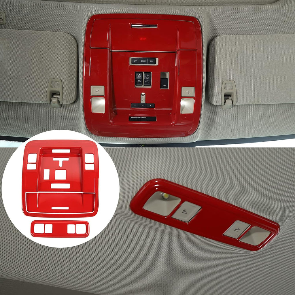 Red ABS Roof Reading Light Switch Panel Trim Cover 3 PCS J561