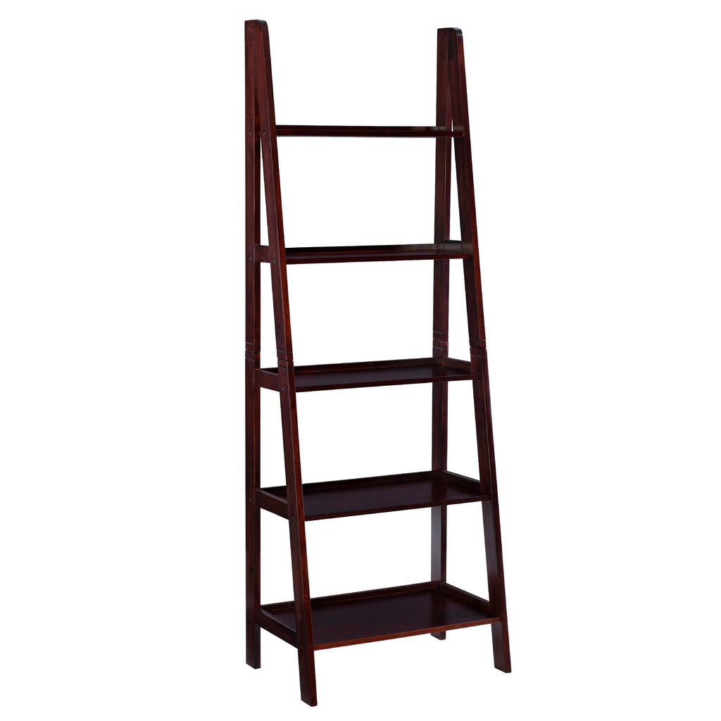 5-Shelf Ladder Bookcase, 72" Height, Espresso Finish N5934