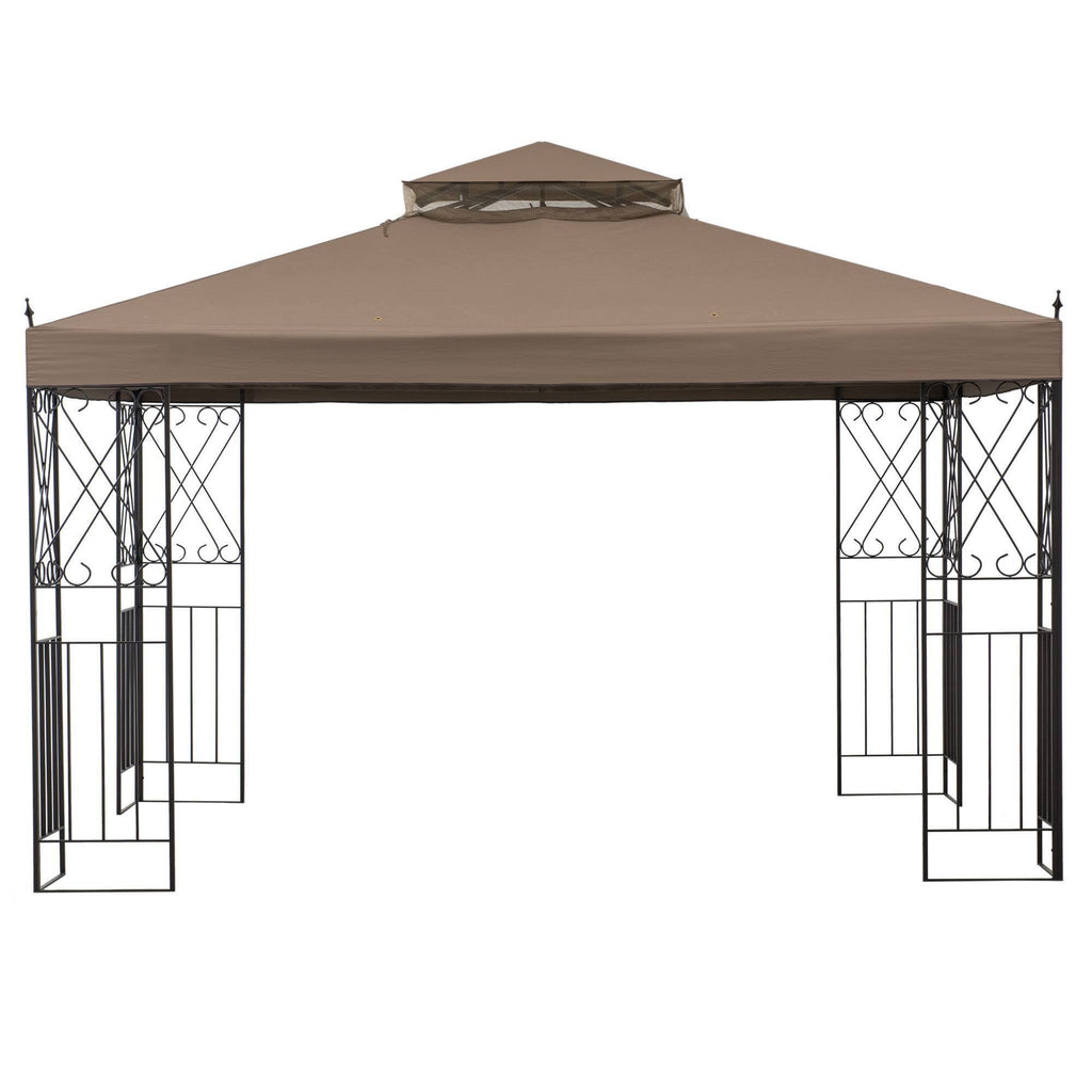 10 ft. x 12 ft. Steel Gazebo with 2-Tier Khaki Canopy A768
