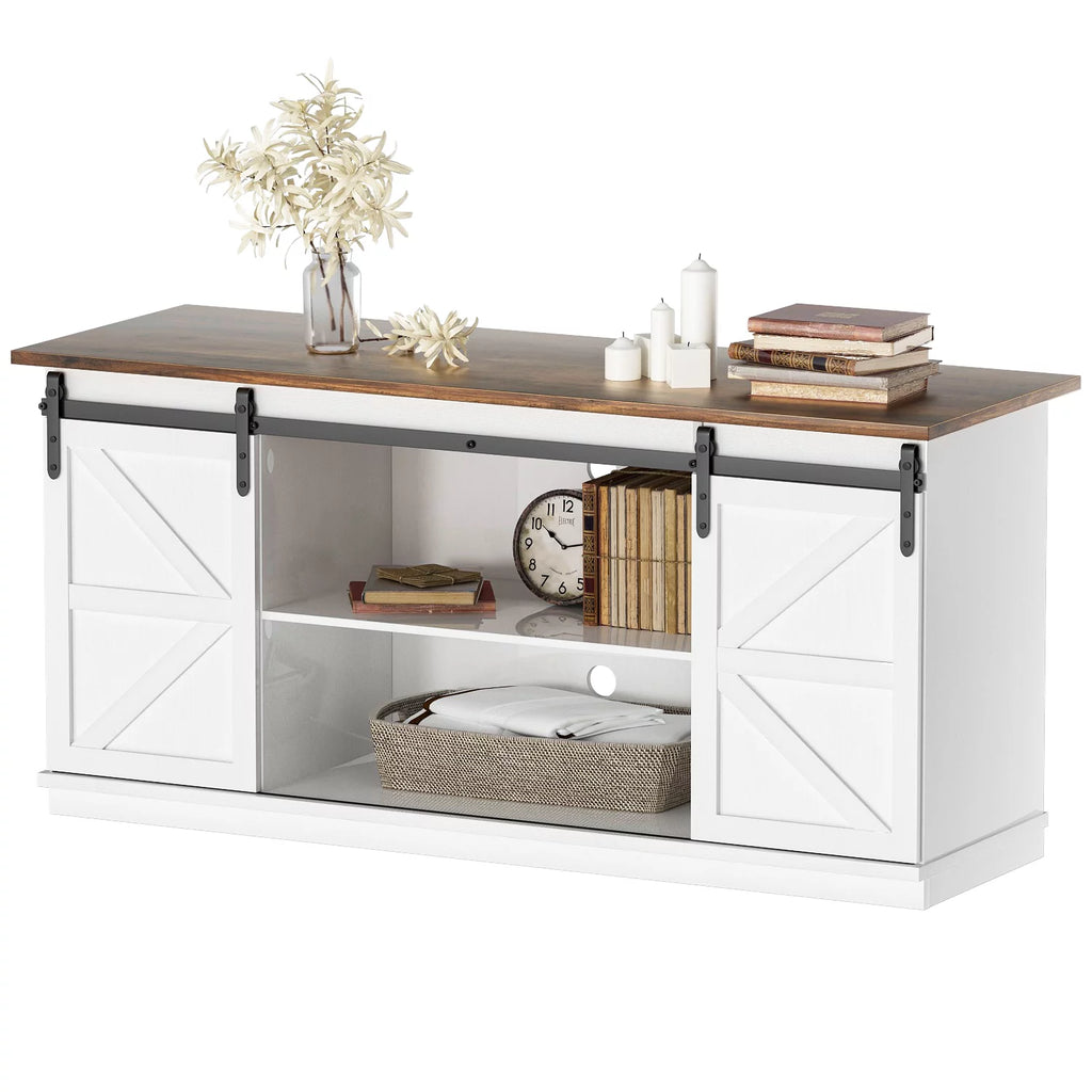 White Sliding Barn Door TV Stand B421061