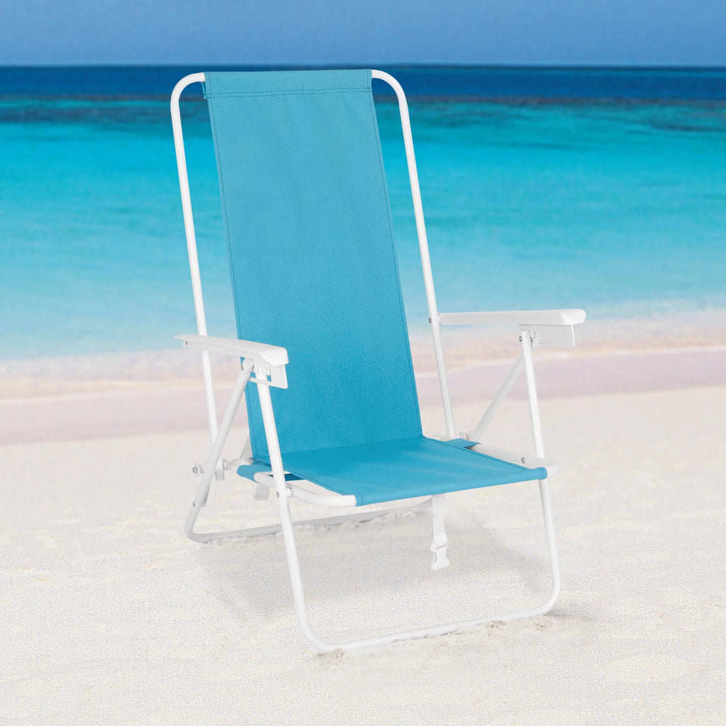 Blue High Back Reclining Backpack Beach Chair Q561