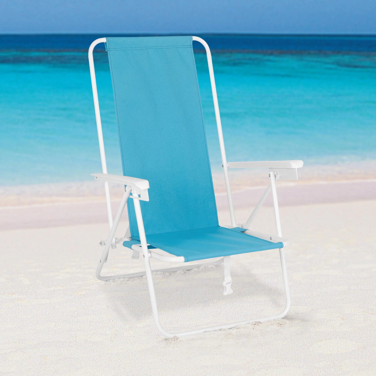 Blue High Back Reclining Backpack Beach Chair Q561