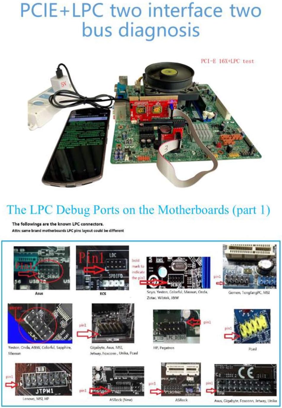V8 Multifunction Laptop and Desktop PC Post Diagnostic Test Card S180505