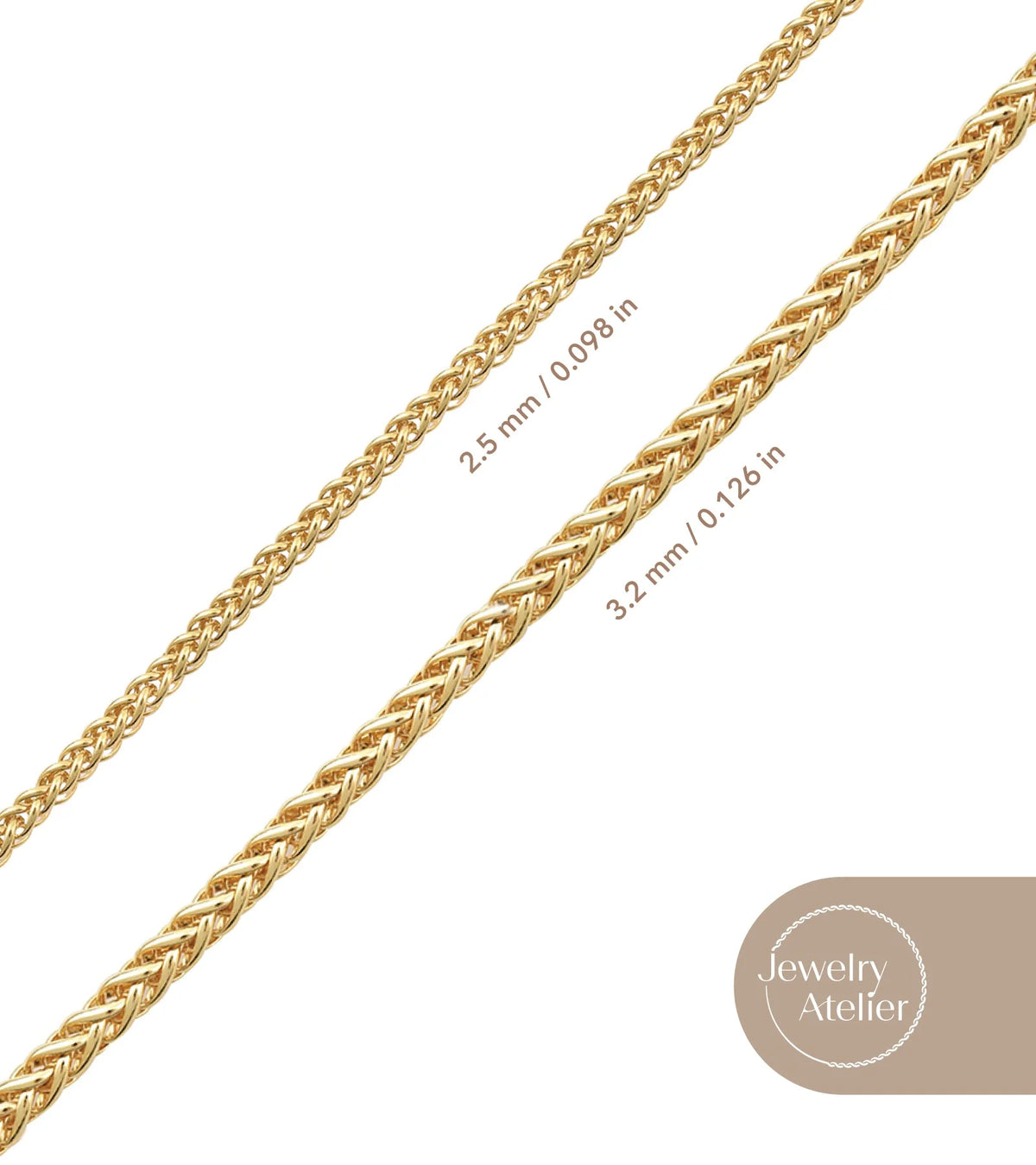 14K Solid Yellow Gold Filled Round Wheat Chain Necklace J77064