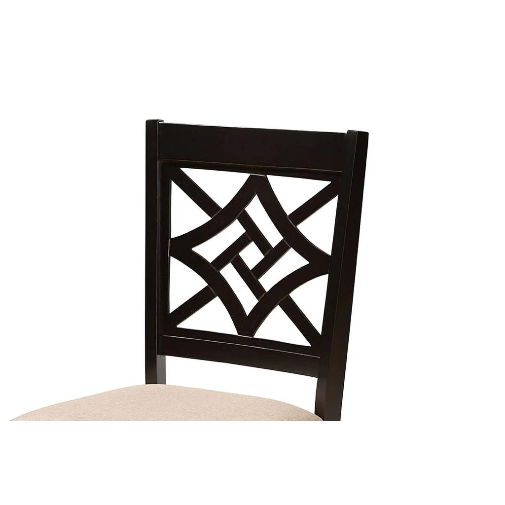 Sand Fabric Upholstered Dark Brown Wood 7-Piece Dining Set U20601