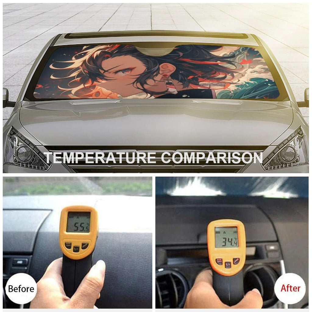 Anime Windshield Sunshade Foldable Reflective Sun Visor Front Window Cover J7423