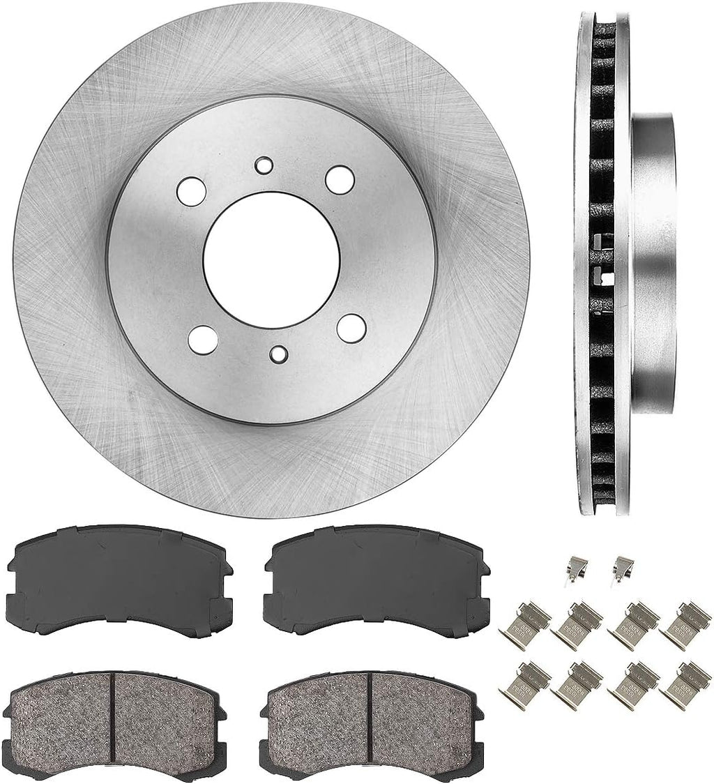 256 mm 4 Lug Brake Disc Rotors + Ceramic Brake Pads + Hardware W49518