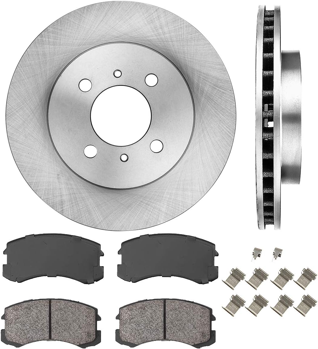 256 mm 4 Lug Brake Disc Rotors + Ceramic Brake Pads + Hardware W49518