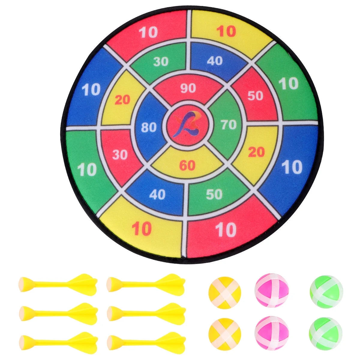 Safety Dart Board Toys Practice Target Sticky Ball Shooting Toy Interactive Prop Party Game Supplies (30cm, 6pcs Sticky Ball and 6pcs Darts) N133