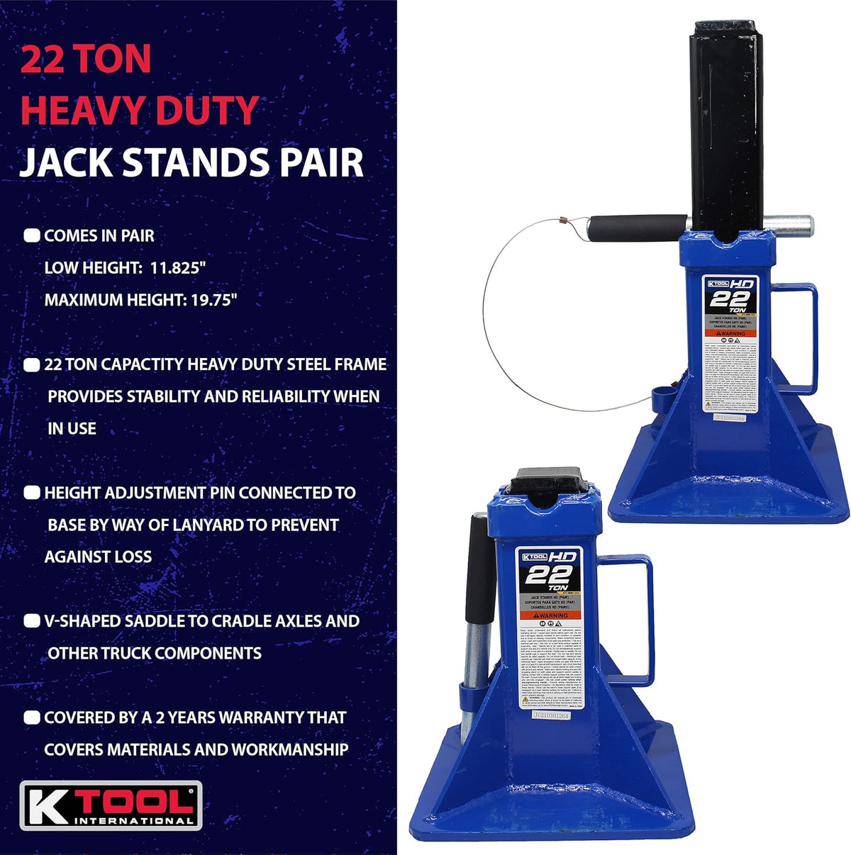 3 Ton Jack Stands Pair, Height Ranges 11 2/5" to 16 7/10", Pack of 2 Z900