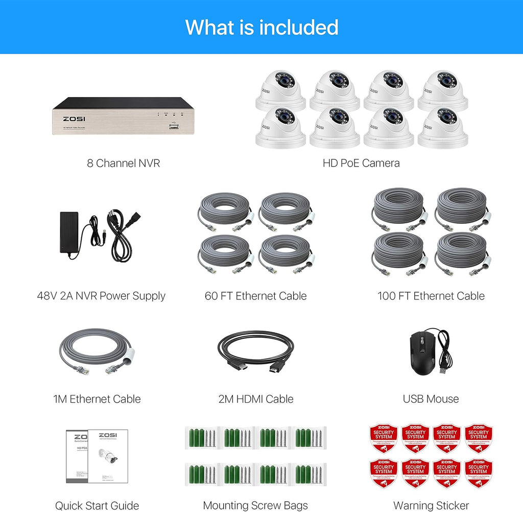 8CH 5MP PoE Security Camera System with 2TB HDD T7402