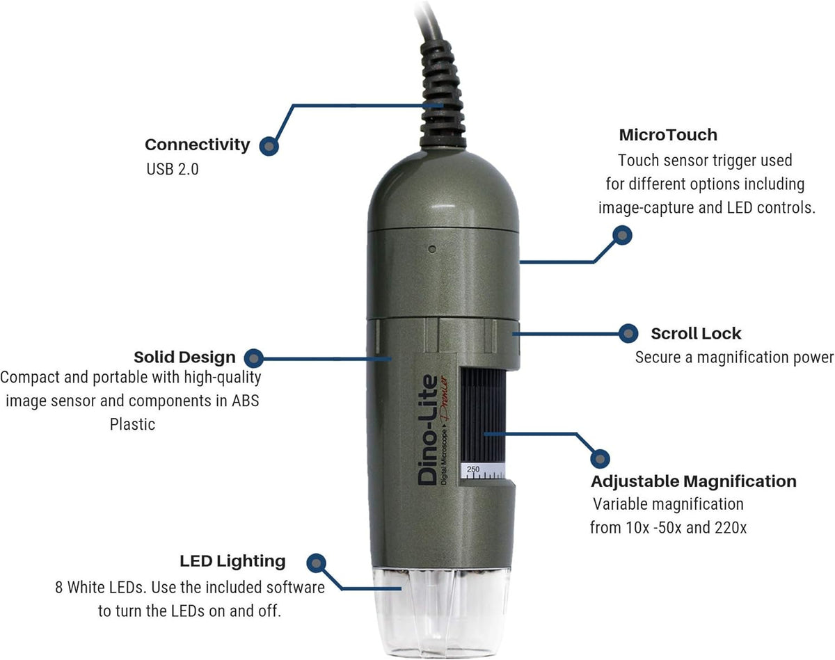 USB Digital Microscope, 1.3MP, 10x - 50x, 220x Optical Magnification M553160