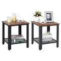Set of 2 Black 2 Tier Side Table with Storage Shelf H98993