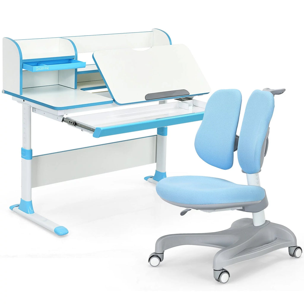Blue Adjustable Kids Study Desk and Chair Set D2549