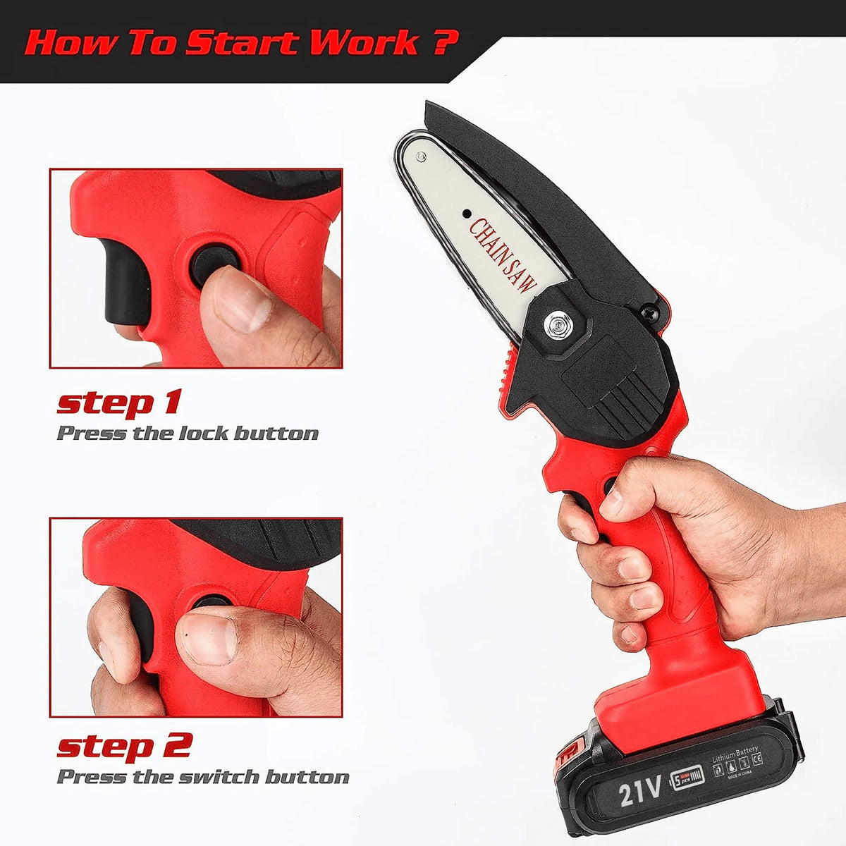 Cordless Mini Chainsaw with 2 Batteries Q18315