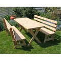 Cedar 6 ft. Cross Legged Picnic Table with 2 Backed Benches P62405