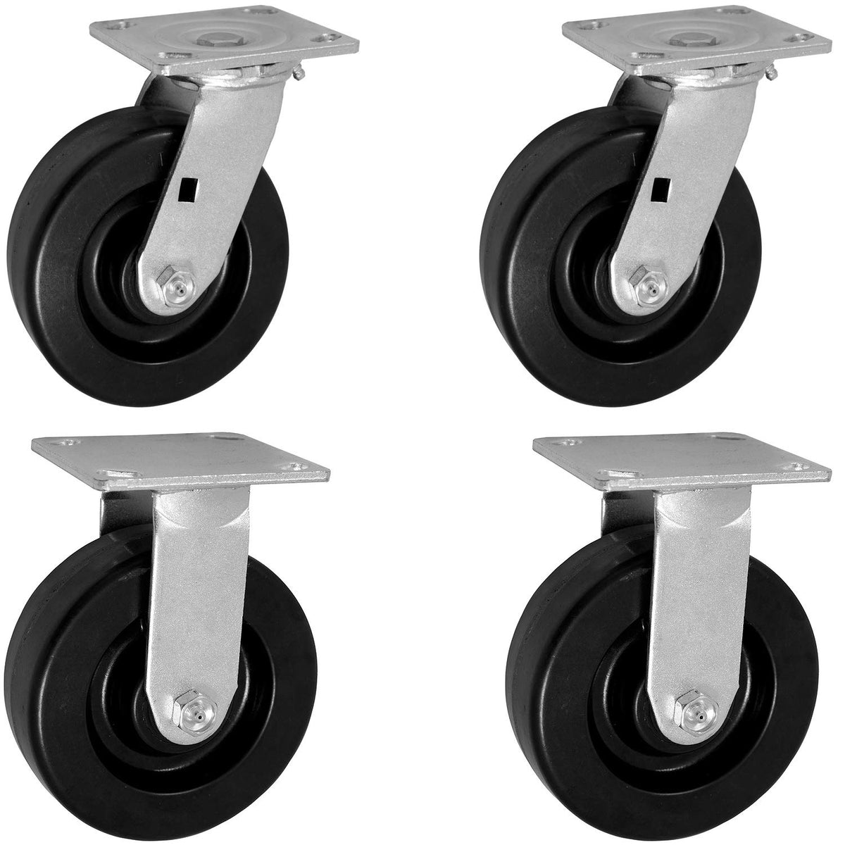 Set of 4 Swivel and Rigid Casters with Phenolic Wheels S6287